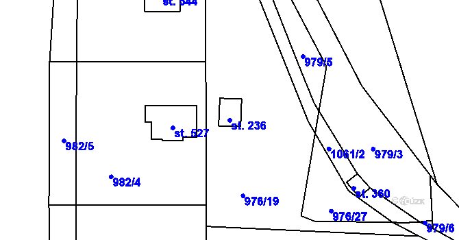 Parcela st. 236 v KÚ Psáry, Katastrální mapa