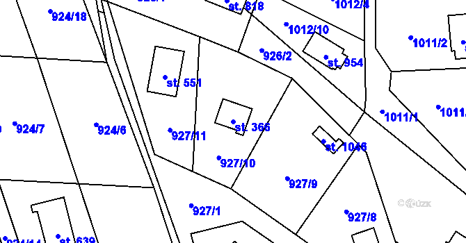 Parcela st. 366 v KÚ Psáry, Katastrální mapa