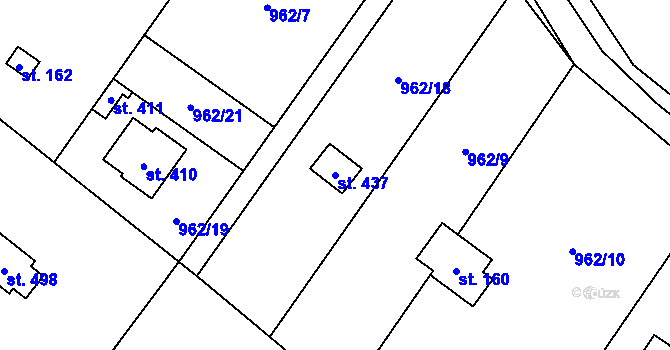 Parcela st. 437 v KÚ Psáry, Katastrální mapa