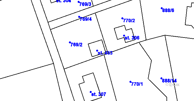 Parcela st. 453 v KÚ Psáry, Katastrální mapa