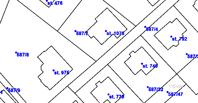Parcela st. 477 v KÚ Psáry, Katastrální mapa