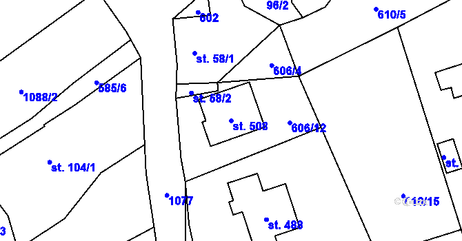Parcela st. 508 v KÚ Psáry, Katastrální mapa