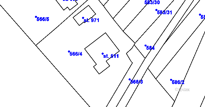 Parcela st. 511 v KÚ Psáry, Katastrální mapa