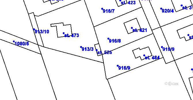 Parcela st. 525 v KÚ Psáry, Katastrální mapa
