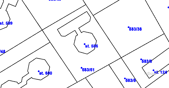 Parcela st. 586 v KÚ Psáry, Katastrální mapa