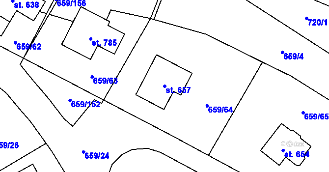 Parcela st. 657 v KÚ Psáry, Katastrální mapa
