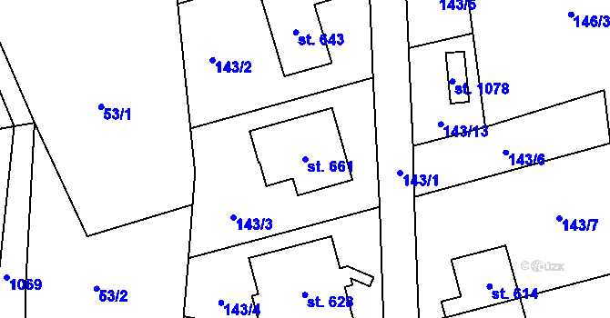 Parcela st. 661 v KÚ Psáry, Katastrální mapa