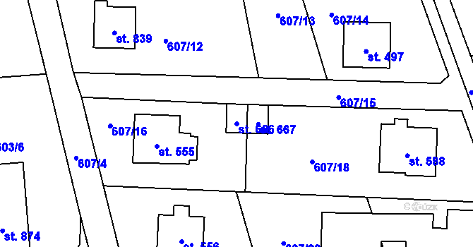 Parcela st. 666 v KÚ Psáry, Katastrální mapa