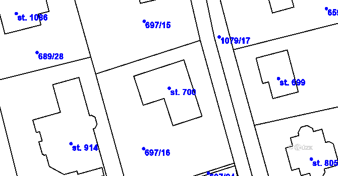 Parcela st. 700 v KÚ Psáry, Katastrální mapa