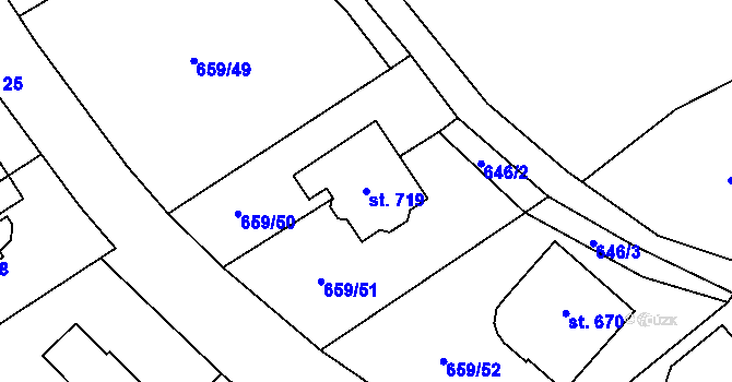 Parcela st. 719 v KÚ Psáry, Katastrální mapa