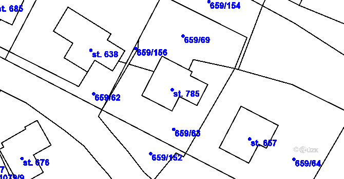 Parcela st. 785 v KÚ Psáry, Katastrální mapa