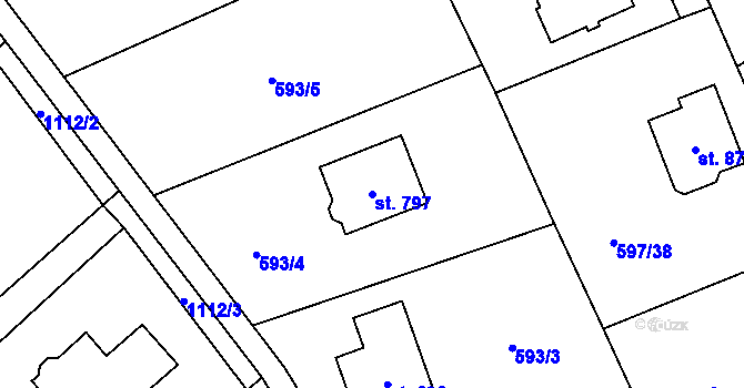 Parcela st. 797 v KÚ Psáry, Katastrální mapa