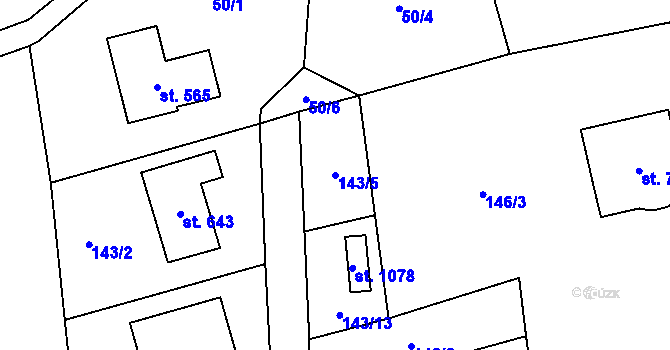 Parcela st. 143/5 v KÚ Psáry, Katastrální mapa