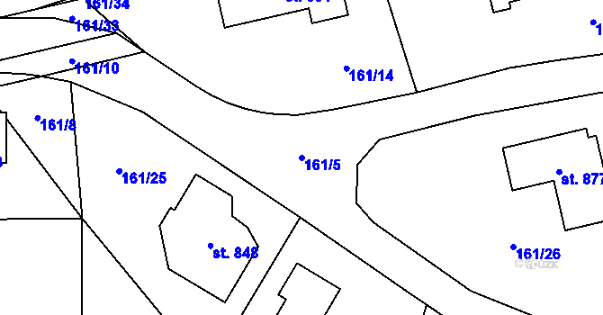 Parcela st. 161/5 v KÚ Psáry, Katastrální mapa