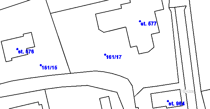 Parcela st. 161/17 v KÚ Psáry, Katastrální mapa
