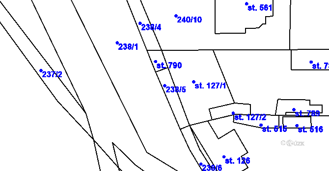 Parcela st. 238/5 v KÚ Psáry, Katastrální mapa