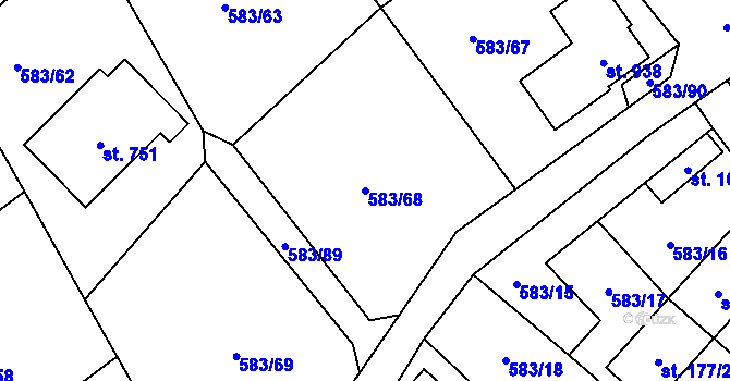 Parcela st. 583/68 v KÚ Psáry, Katastrální mapa