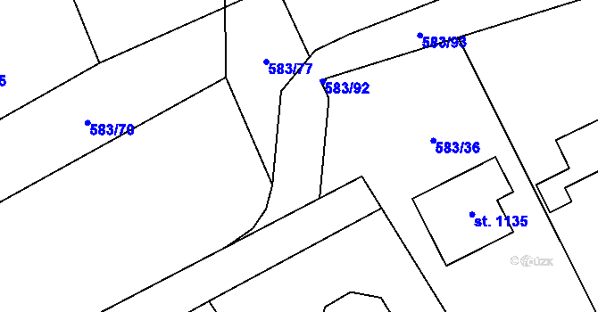 Parcela st. 583/72 v KÚ Psáry, Katastrální mapa