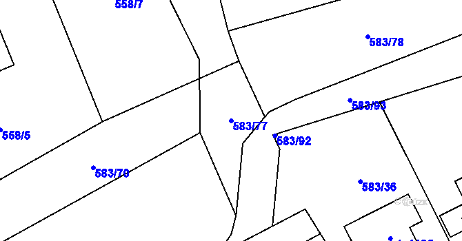 Parcela st. 583/77 v KÚ Psáry, Katastrální mapa