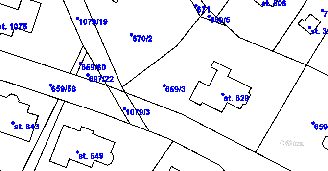 Parcela st. 659/3 v KÚ Psáry, Katastrální mapa