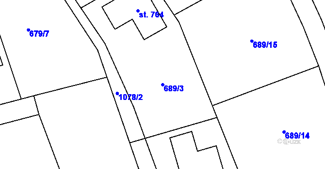 Parcela st. 689/3 v KÚ Psáry, Katastrální mapa