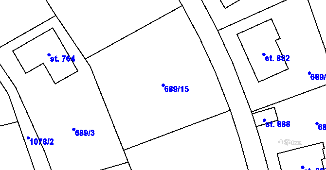 Parcela st. 689/15 v KÚ Psáry, Katastrální mapa