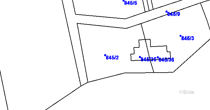 Parcela st. 845/2 v KÚ Psáry, Katastrální mapa