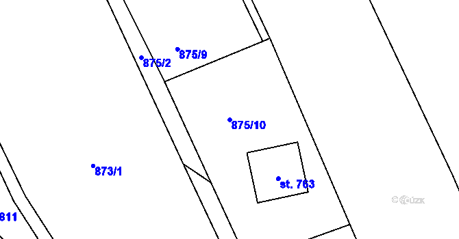 Parcela st. 875/10 v KÚ Psáry, Katastrální mapa