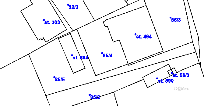 Parcela st. 85/4 v KÚ Psáry, Katastrální mapa