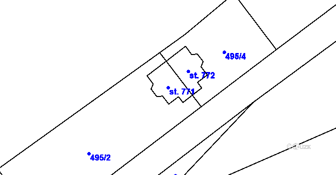 Parcela st. 771 v KÚ Psáry, Katastrální mapa