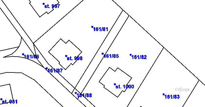 Parcela st. 161/85 v KÚ Psáry, Katastrální mapa
