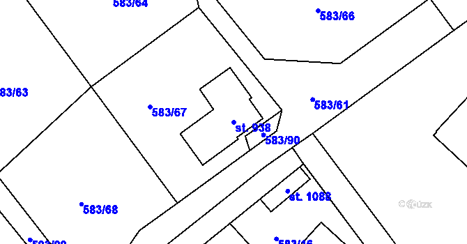 Parcela st. 938 v KÚ Psáry, Katastrální mapa