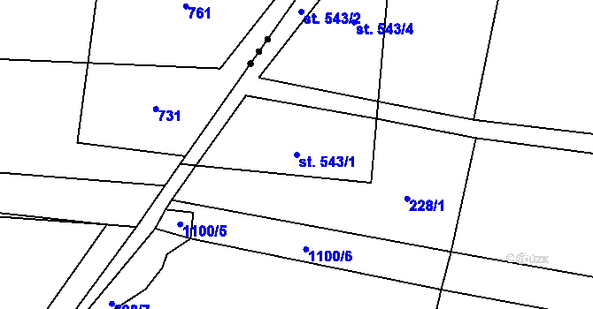 Parcela st. 543/1 v KÚ Psáry, Katastrální mapa