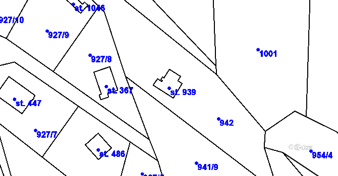Parcela st. 939 v KÚ Psáry, Katastrální mapa