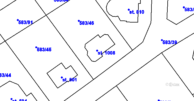 Parcela st. 1008 v KÚ Psáry, Katastrální mapa