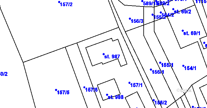 Parcela st. 987 v KÚ Psáry, Katastrální mapa