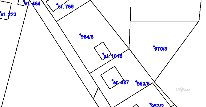 Parcela st. 1016 v KÚ Psáry, Katastrální mapa