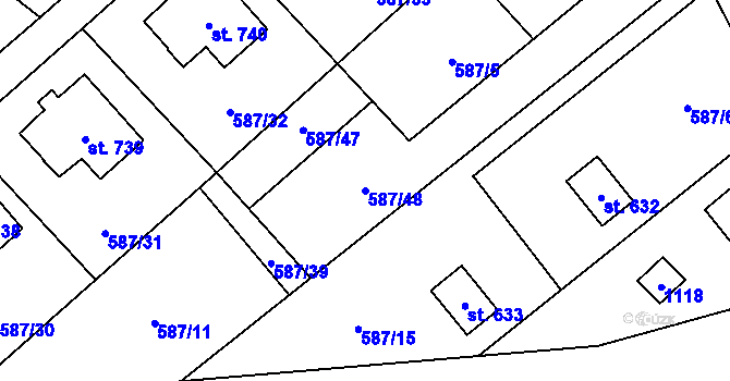 Parcela st. 587/48 v KÚ Psáry, Katastrální mapa