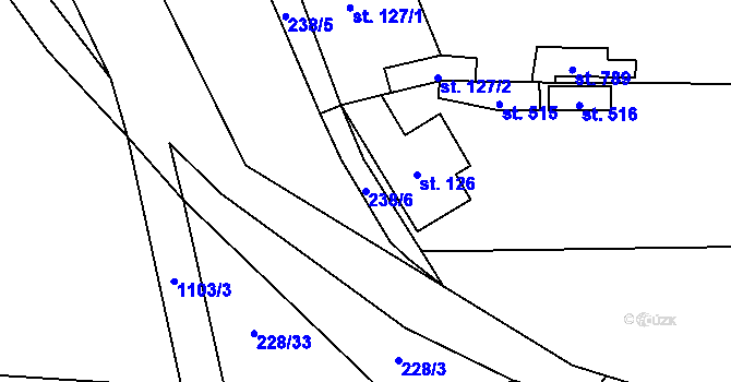 Parcela st. 238/6 v KÚ Psáry, Katastrální mapa