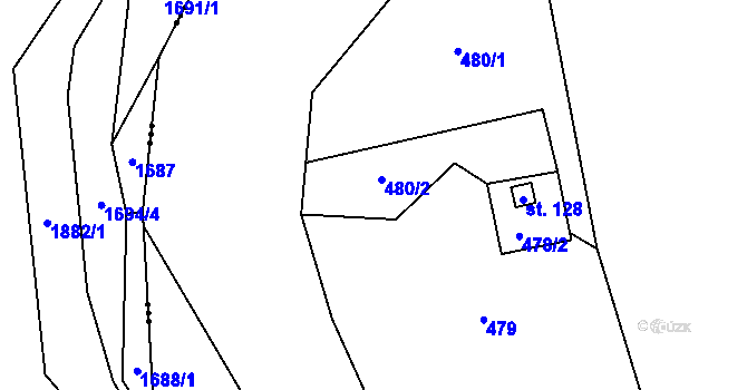 Parcela st. 478/1 v KÚ Psáře, Katastrální mapa