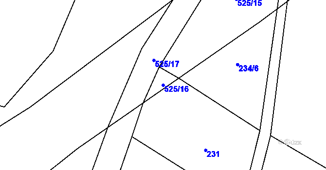 Parcela st. 525/16 v KÚ Psáře, Katastrální mapa
