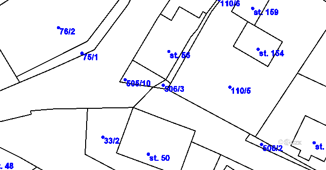 Parcela st. 506/3 v KÚ Psáře, Katastrální mapa