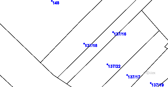 Parcela st. 137/18 v KÚ Psáře, Katastrální mapa