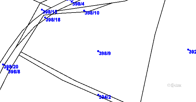 Parcela st. 398/9 v KÚ Psáře, Katastrální mapa