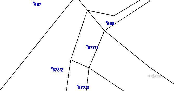 Parcela st. 677/1 v KÚ Psáře, Katastrální mapa