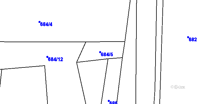 Parcela st. 684/5 v KÚ Psáře, Katastrální mapa
