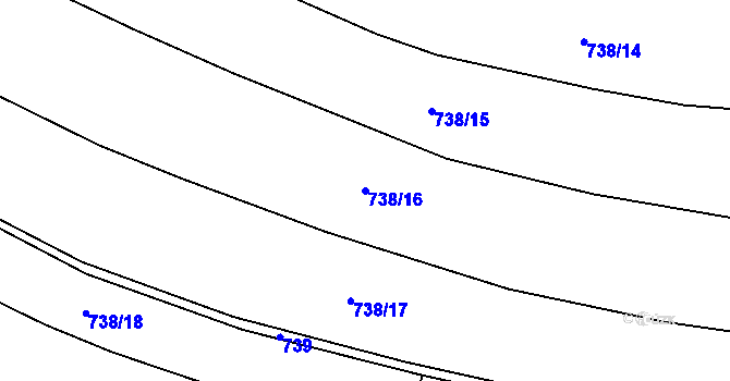 Parcela st. 738/16 v KÚ Psáře, Katastrální mapa