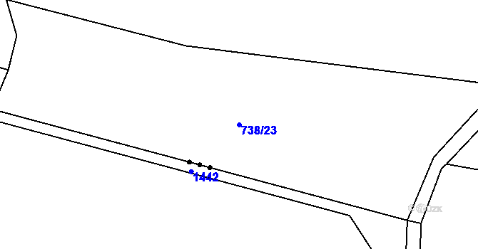 Parcela st. 738/23 v KÚ Psáře, Katastrální mapa