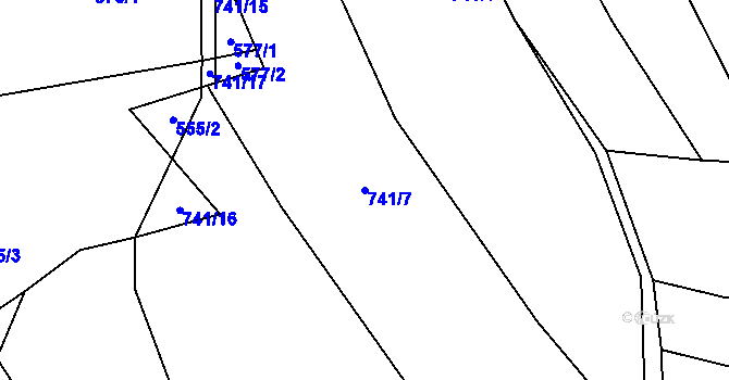 Parcela st. 741/7 v KÚ Psáře, Katastrální mapa
