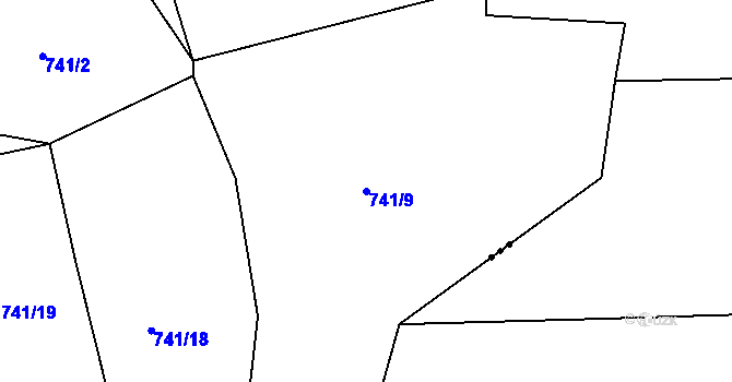 Parcela st. 741/9 v KÚ Psáře, Katastrální mapa